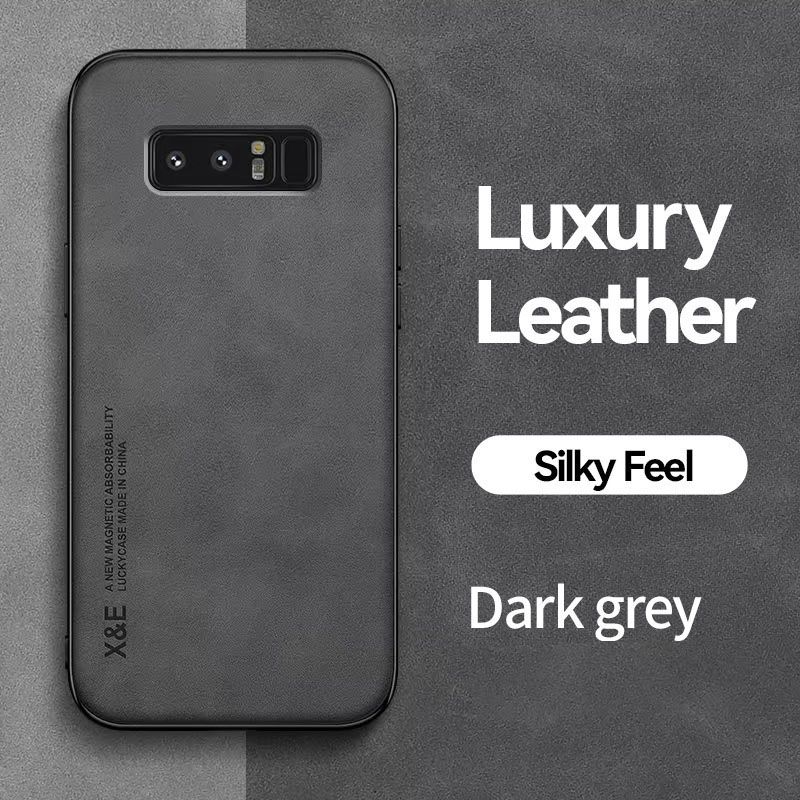 Business Luxury Sheepskin Pattern Leather Invisible Car Mounted Magnetic Phone Case For Samsung Galaxy Note 8 Shockproof Protective Case