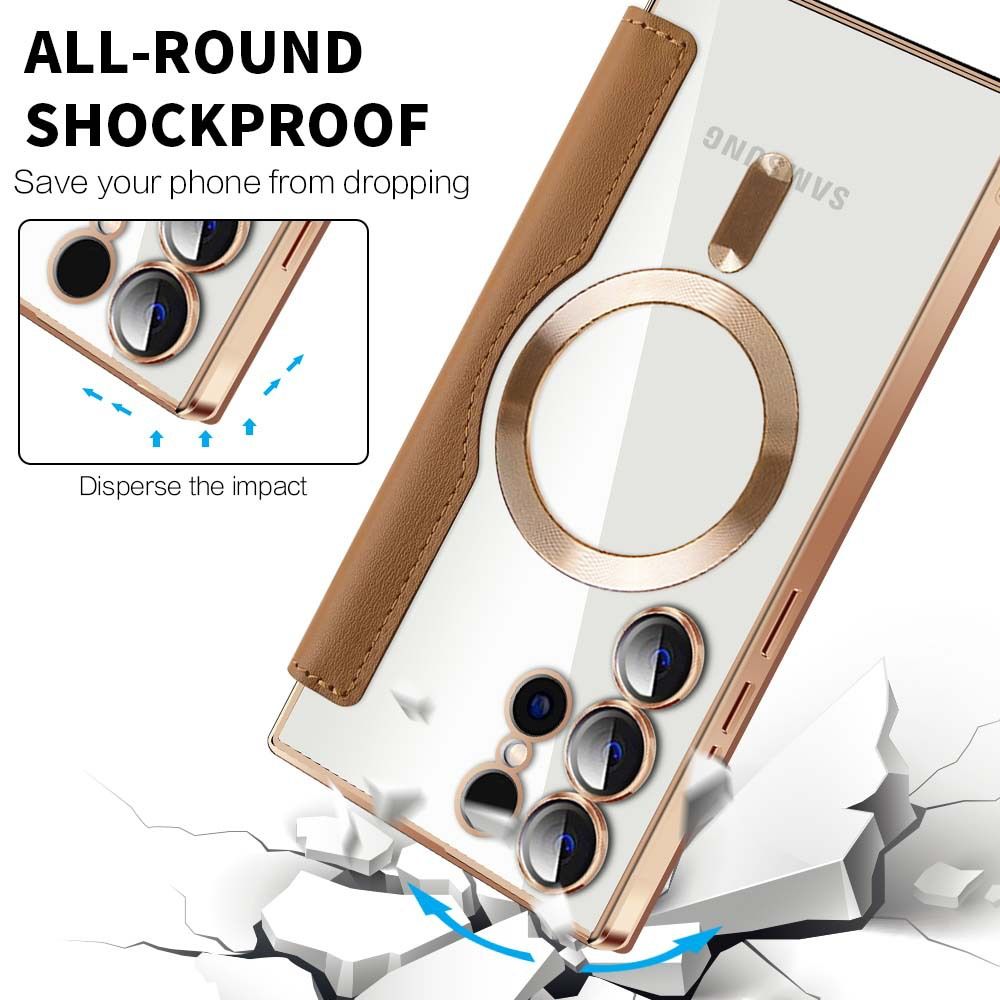 Flip Cover for Samsung Galaxy S25 edge S25 S24 S23 Ultra,S23 S24 FE S22 Plus,A56 A36 A26 A16 A06 A05S A15 A55 A35 S23 FE Magnetic Magsafe Leather Anti-theft Brush Electroplating Protective Case