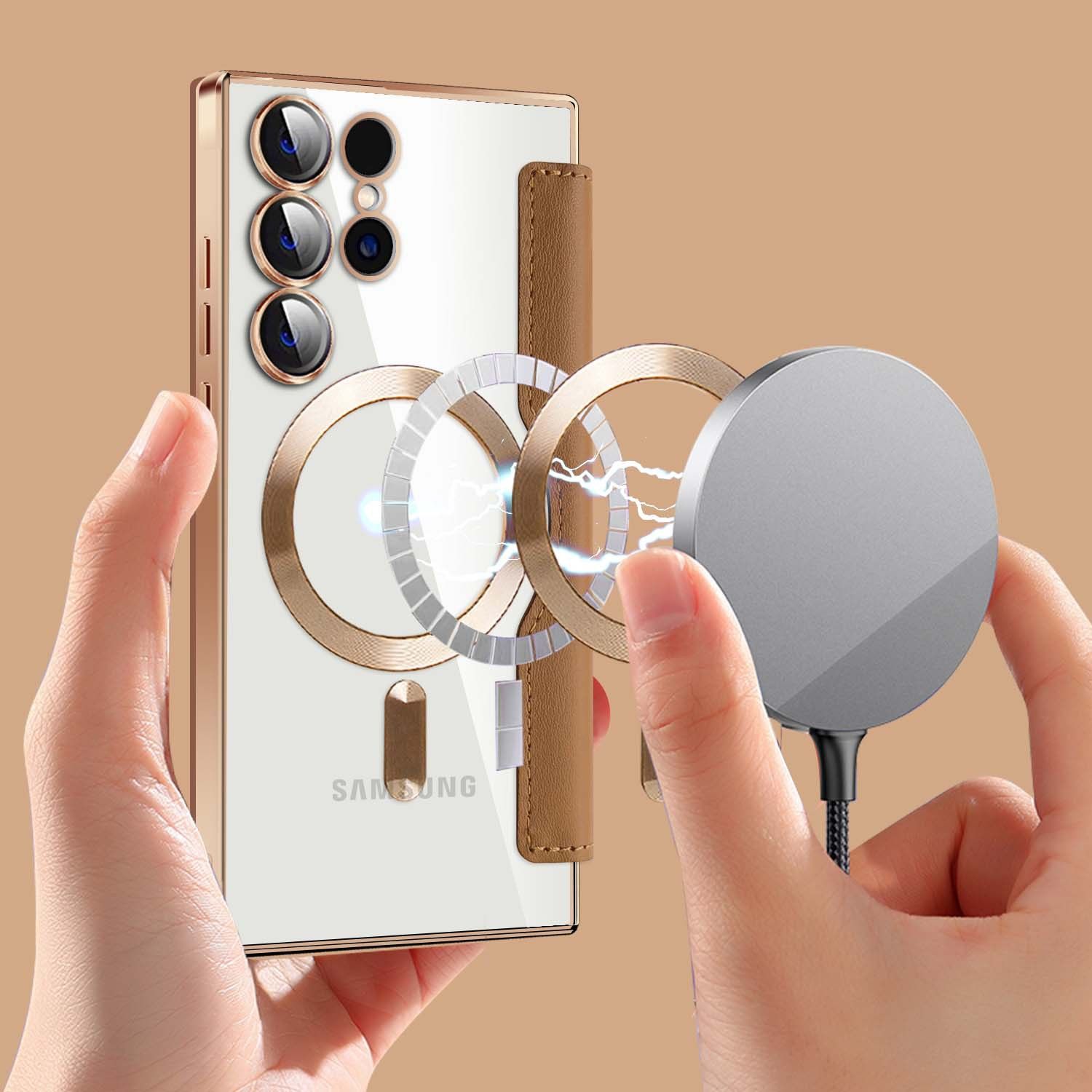 Flip Cover for Samsung Galaxy S25 edge S25 S24 S23 Ultra,S23 S24 FE S22 Plus,A56 A36 A26 A16 A06 A05S A15 A55 A35 S23 FE Magnetic Magsafe Leather Anti-theft Brush Electroplating Protective Case