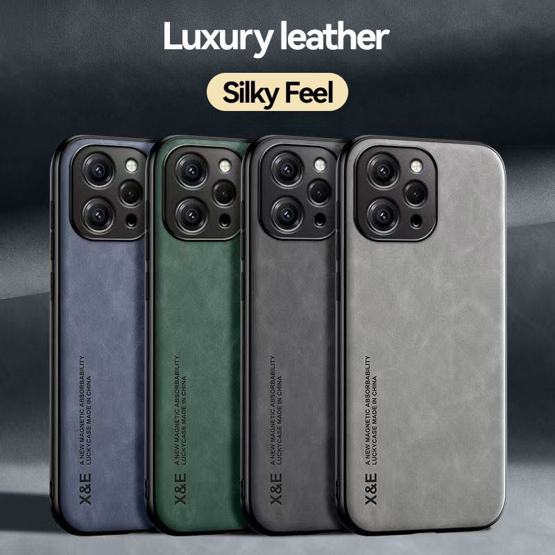 Business Luxury Sheepskin Pattern Leather Invisible Car Mounted Magnetic Phone Case For Xiaomi Redmi 12 4G Shockproof Protective Case