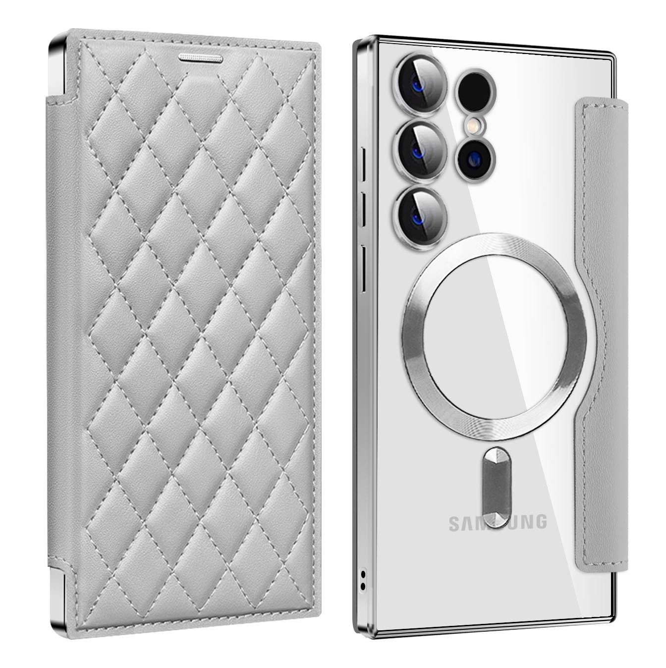 Flip Cover for Samsung Galaxy S25 edge S25 S24 S23 Ultra,S23 S24 FE S22 Plus,A56 A36 A26 A16 A06 A05S A15 A55 A35 S23 FE Magnetic Magsafe Leather Anti-theft Brush Electroplating Protective Case