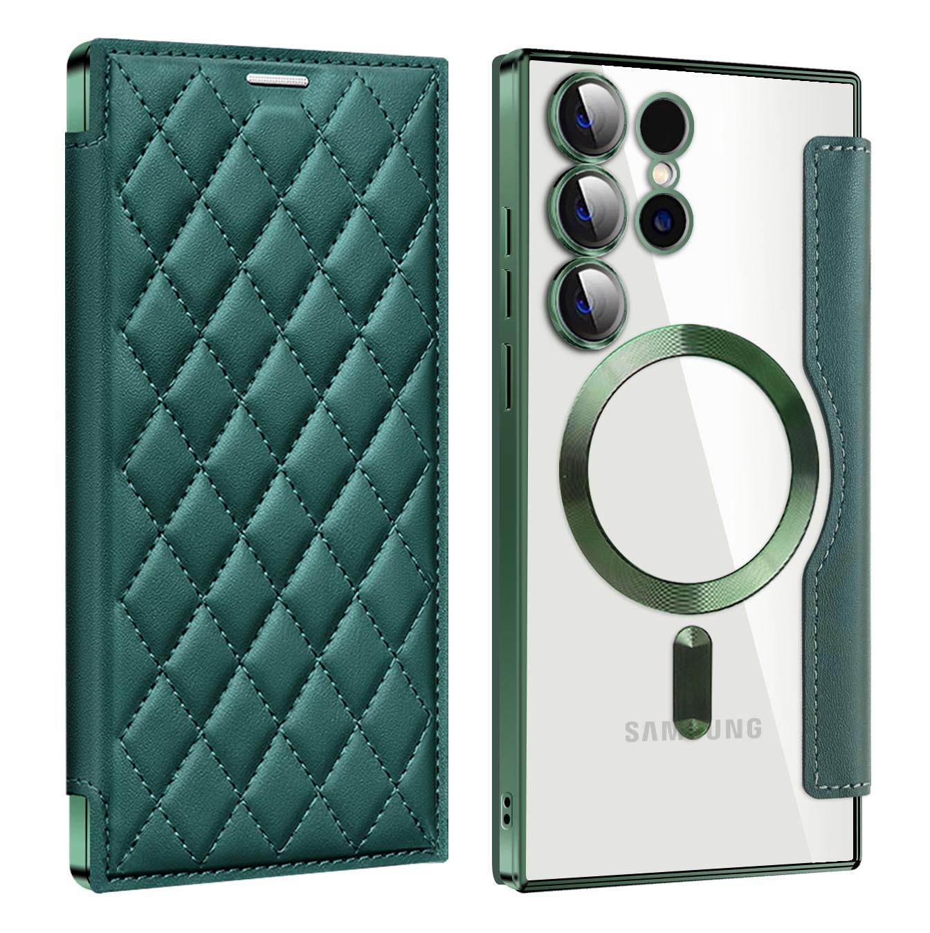 Flip Cover for Samsung Galaxy S25 edge S25 S24 S23 Ultra,S23 S24 FE S22 Plus,A56 A36 A26 A16 A06 A05S A15 A55 A35 S23 FE Magnetic Magsafe Leather Anti-theft Brush Electroplating Protective Case