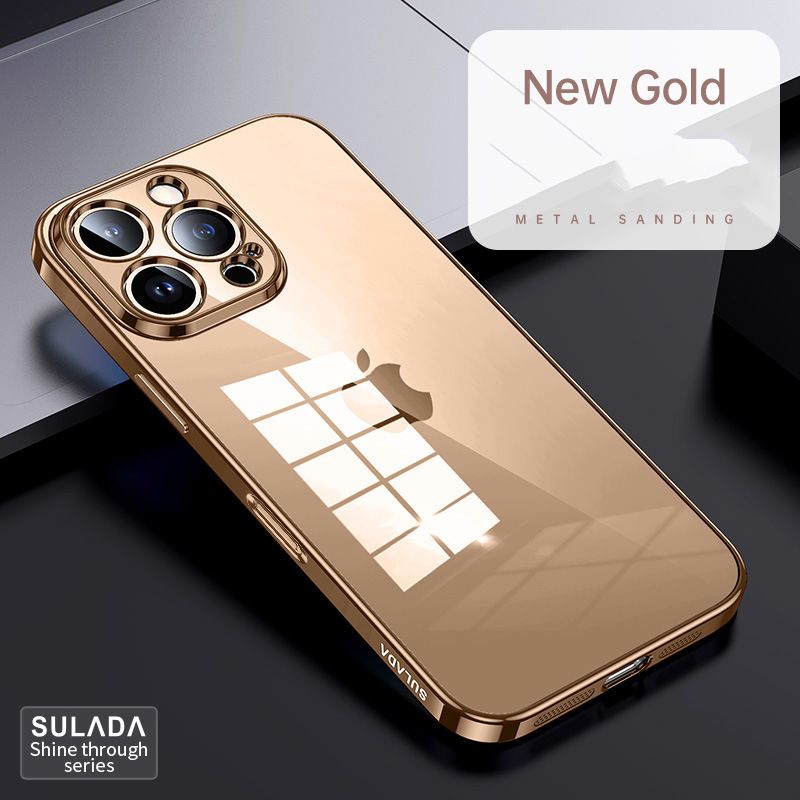 Phone Case for iPhone 16 Pro Max,iPhone 16 Plus / 16 Pro Cover Fine Hole Soft Dazzle Translucent Plating TPU Protective Case