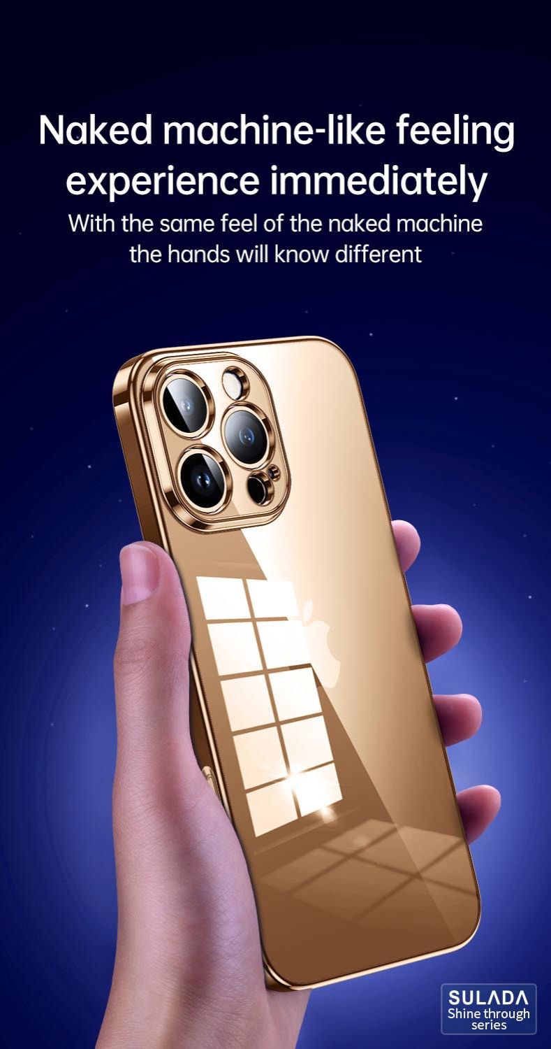 Phone Case for iPhone 16 Pro Max,iPhone 16 Plus / 16 Pro Cover Fine Hole Soft Dazzle Translucent Plating TPU Protective Case