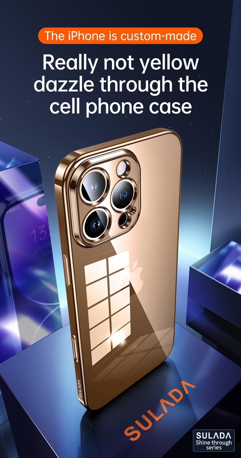 Phone Case for iPhone 16 Pro Max,iPhone 16 Plus / 16 Pro Cover Fine Hole Soft Dazzle Translucent Plating TPU Protective Case