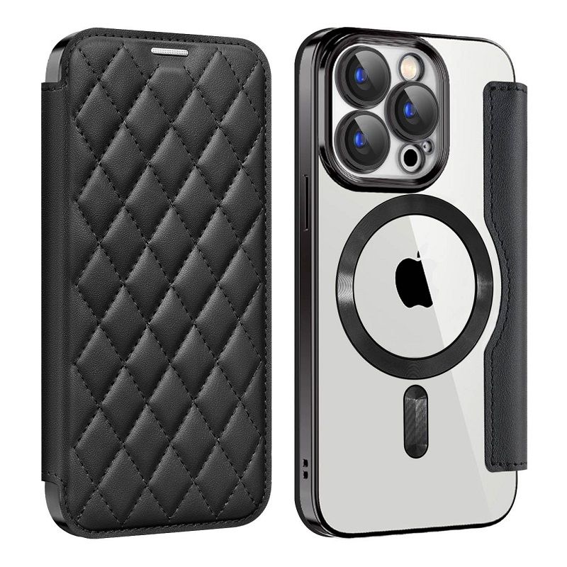 Flip Cover for iPhone 16 15 14 13 12 11 Pro Max,iPhone 14 15 16 Plus Magnetic Magsafe Leather Anti-theft Brush Electroplating Protective Case