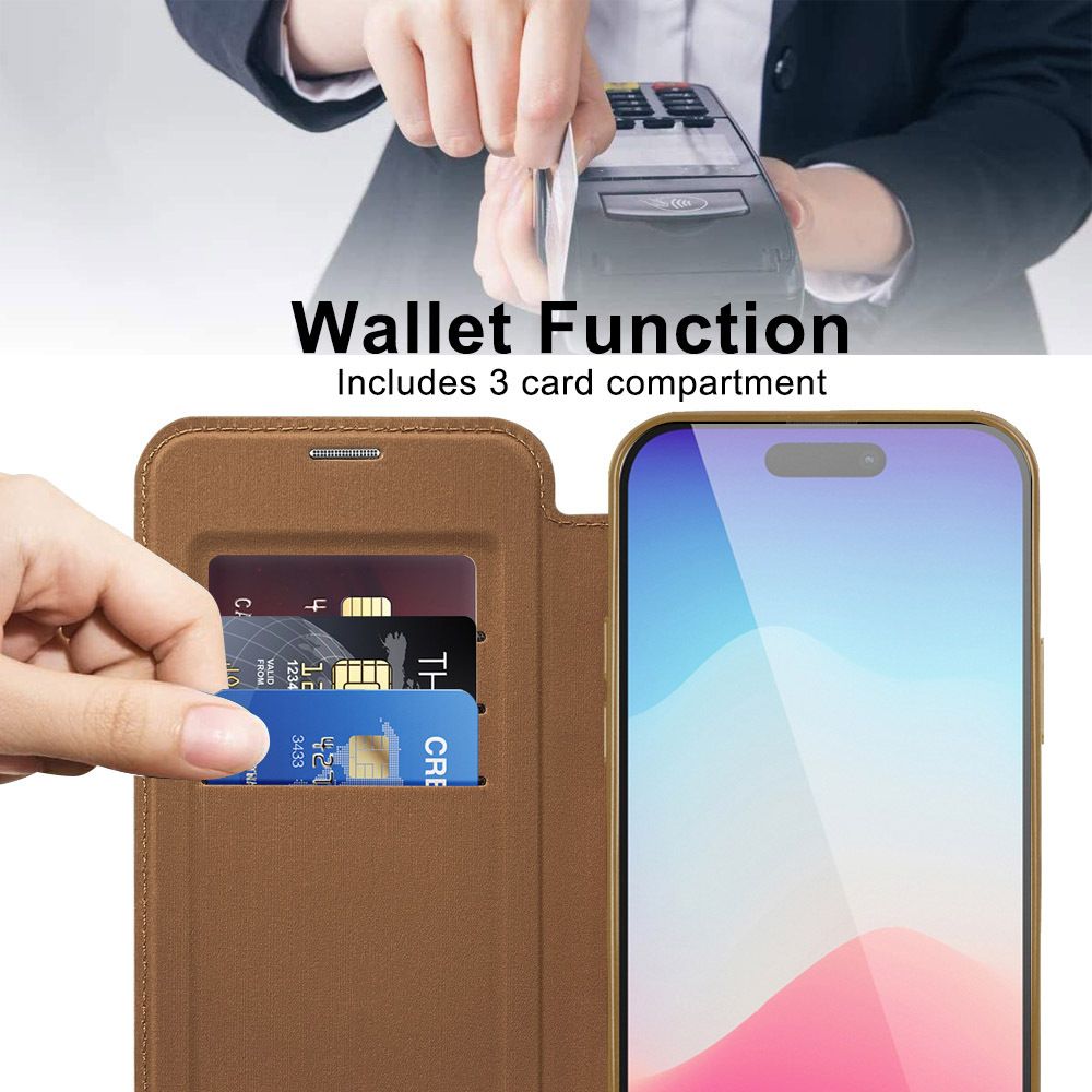 Flip Cover for iPhone 16 15 14 13 12 11 Pro Max,iPhone 14 15 16 Plus Magnetic Magsafe Leather Anti-theft Brush Electroplating Protective Case