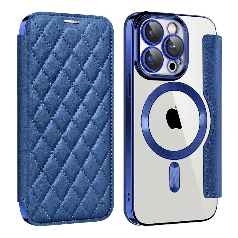 Flip Cover for iPhone 16 15 14 13 12 11 Pro Max,iPhone 14 15 16 Plus Magnetic Magsafe Leather Anti-theft Brush Electroplating Protective Case