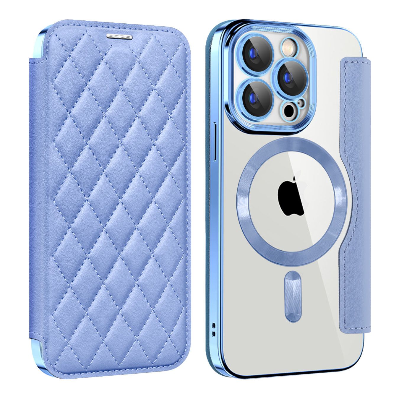 Flip Cover for iPhone 16 15 14 13 12 11 Pro Max,iPhone 14 15 16 Plus Magnetic Magsafe Leather Anti-theft Brush Electroplating Protective Case