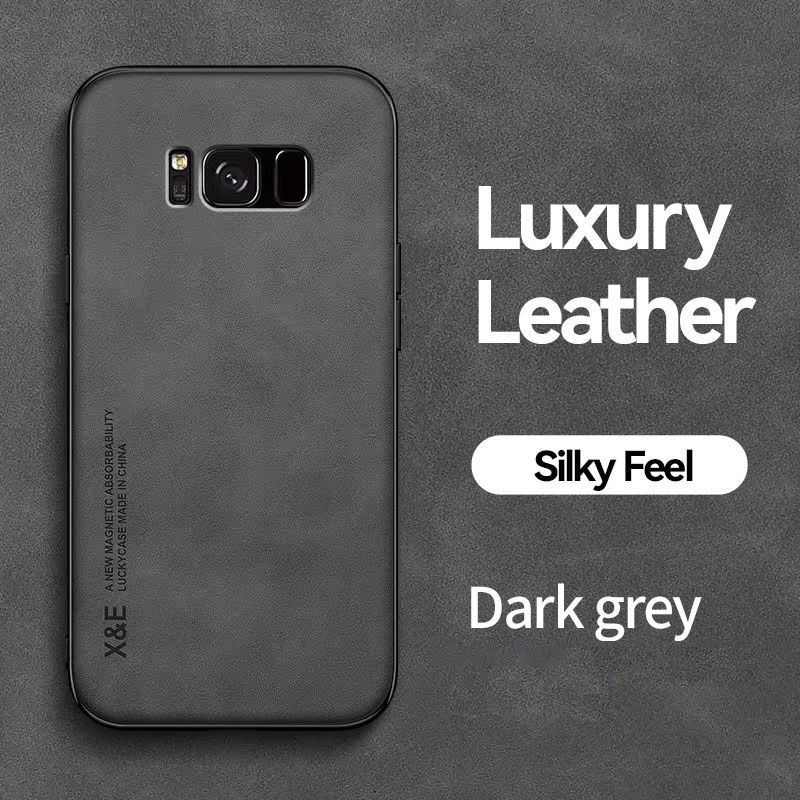 Business Luxury Sheepskin Pattern Leather Invisible Car Mounted Magnetic Phone Case For Samsung Galaxy S8+ Plus 6.2" Shockproof Protective Case