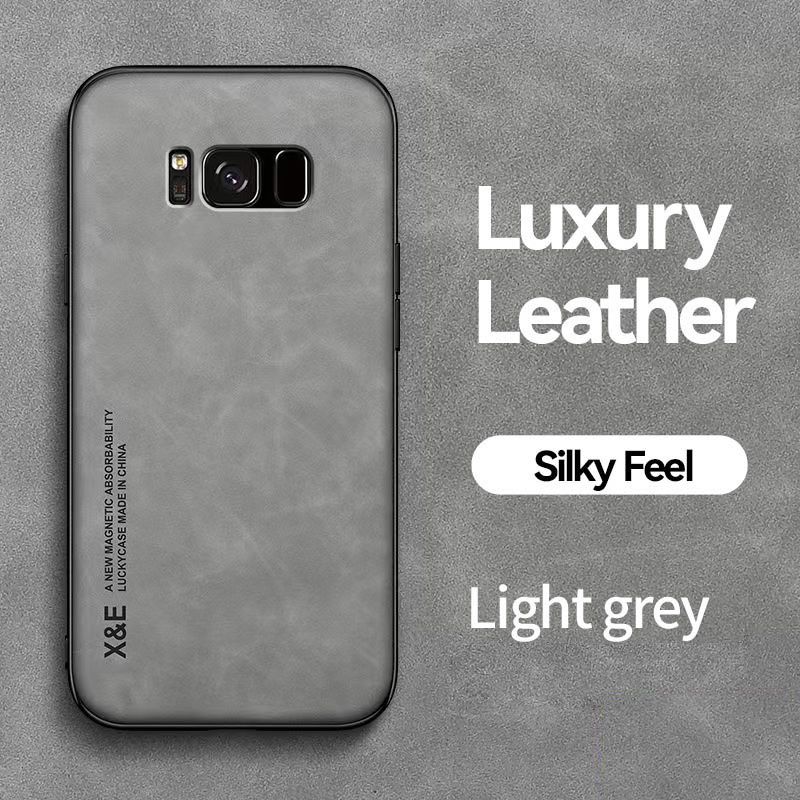 Business Luxury Sheepskin Pattern Leather Invisible Car Mounted Magnetic Phone Case For Samsung Galaxy S8+ Plus 6.2" Shockproof Protective Case