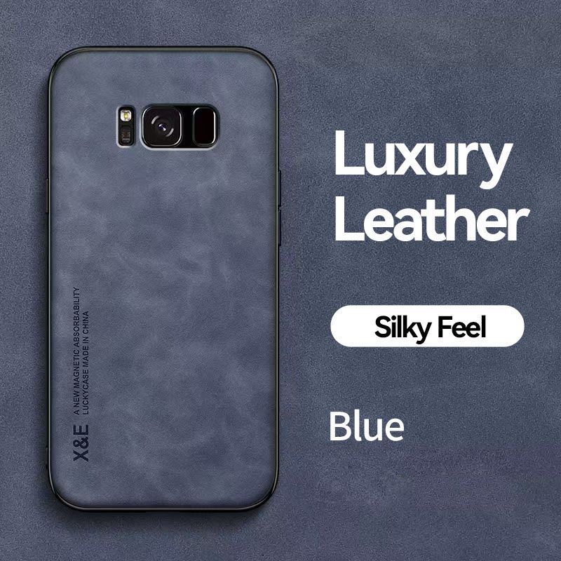 Business Luxury Sheepskin Pattern Leather Invisible Car Mounted Magnetic Phone Case For Samsung Galaxy S8+ Plus 6.2" Shockproof Protective Case
