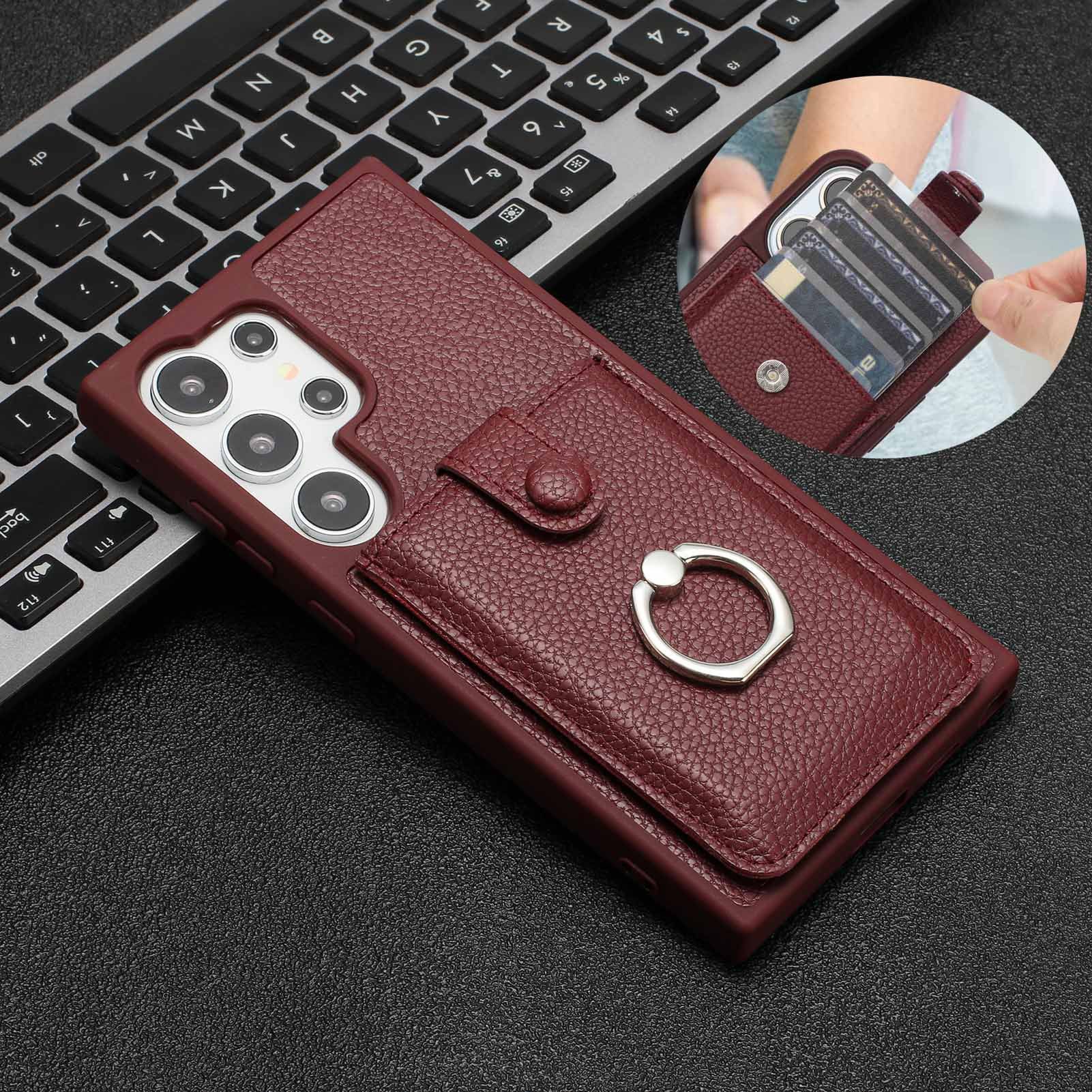 Leather Cover for Samsung S24 S23 Ultra S22 S21 Plus A16 A55 A35 A25 A15 A54 A34 A24 A14 A53 A13 Pull-out Card Bag Buckle Anti-drop Phone Case