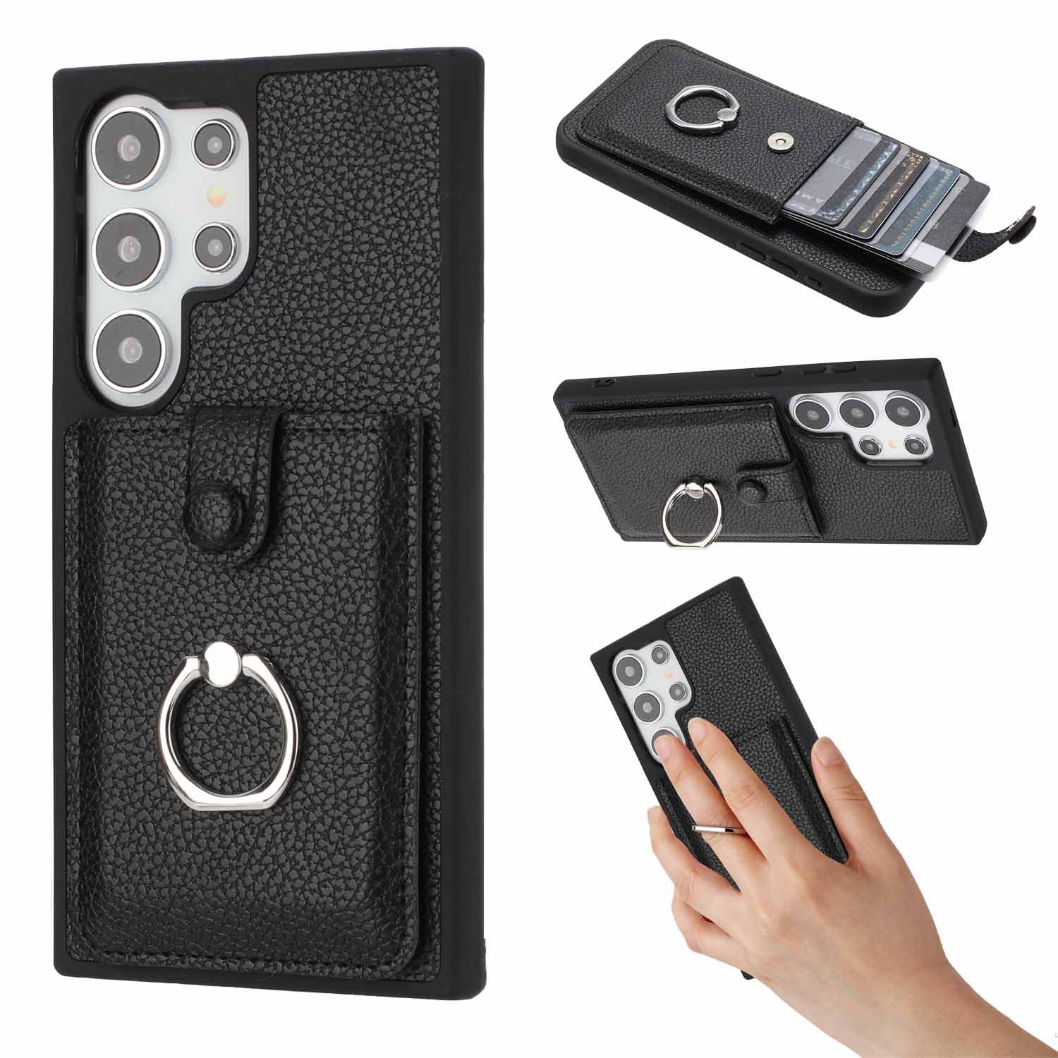 Leather Cover for Samsung S24 S23 Ultra S22 S21 Plus A16 A55 A35 A25 A15 A54 A34 A24 A14 A53 A13 Pull-out Card Bag Buckle Anti-drop Phone Case