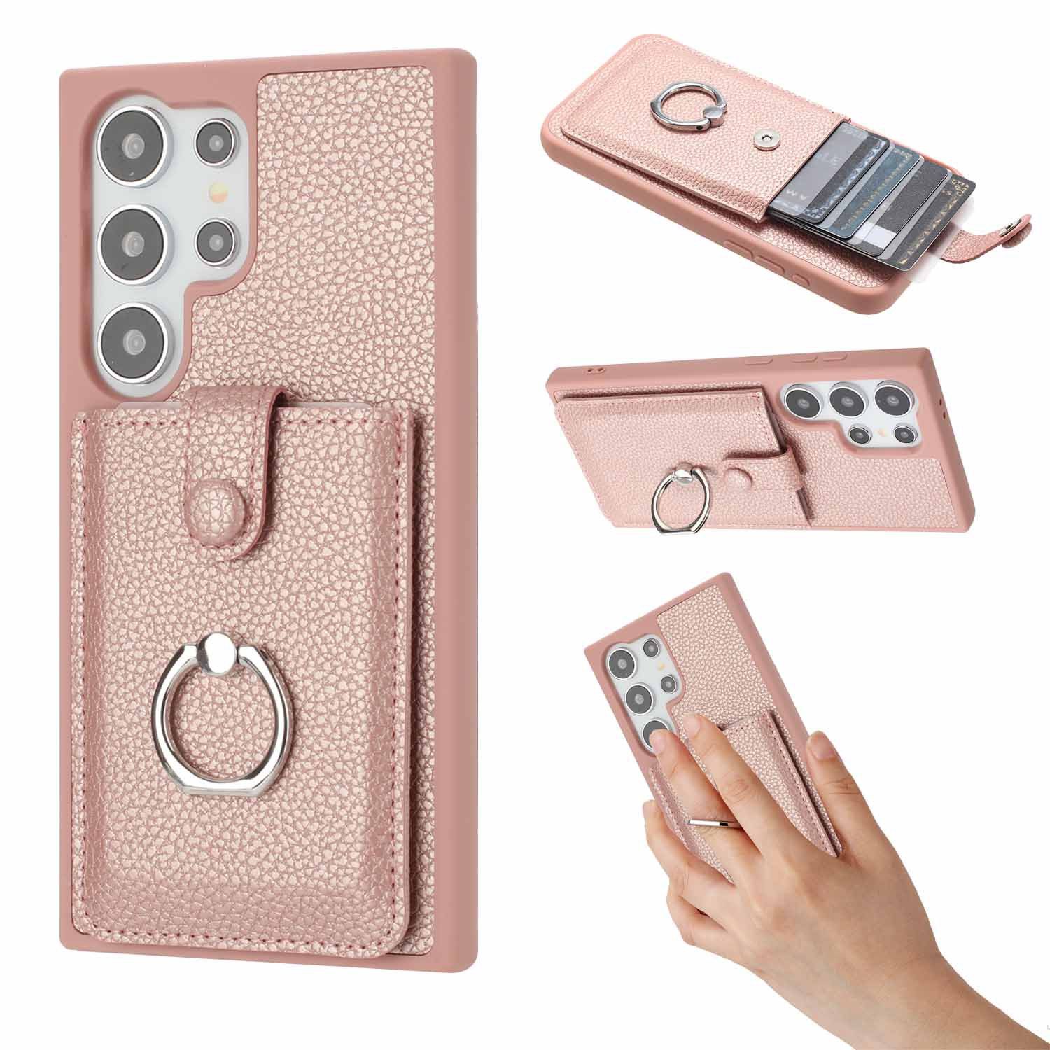 Leather Cover for Samsung S24 S23 Ultra S22 S21 Plus A16 A55 A35 A25 A15 A54 A34 A24 A14 A53 A13 Pull-out Card Bag Buckle Anti-drop Phone Case