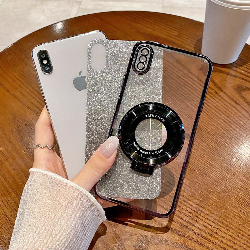 Luxury Magnetic Support Transparent Glitter Powder Phone Case For Xiaomi Redmi Note 10 Pro 4G/Note 10 Pro MAX 4G Fall Prevention Protective Cover