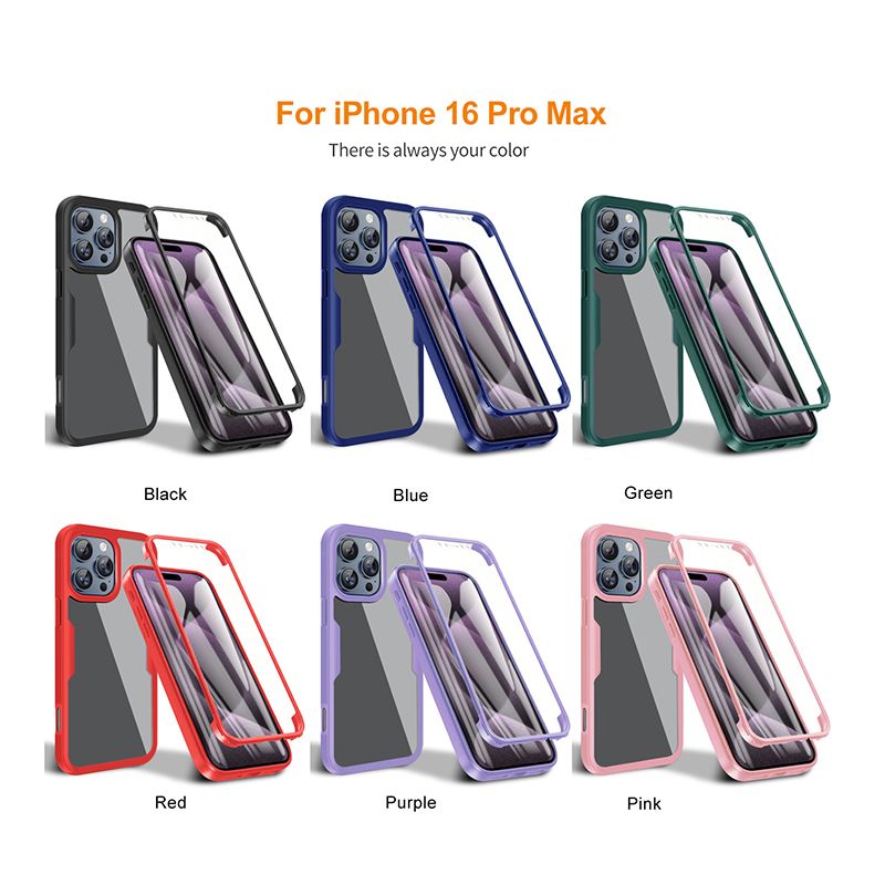 360 Full Protection Case for iPhone 16 Pro Max Cover Built-in Screen Protector
