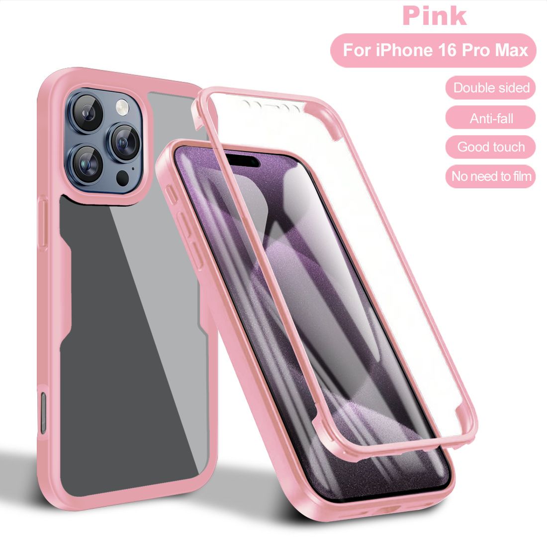 360 Full Protection Case for iPhone 16 Pro Max Cover Built-in Screen Protector