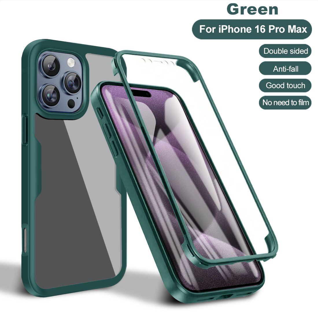 360 Full Protection Case for iPhone 16 Pro Max Cover Built-in Screen Protector