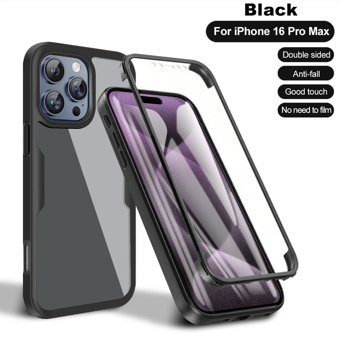 360 Full Protection Case for iPhone 16 Pro Max Cover Built-in Screen Protector