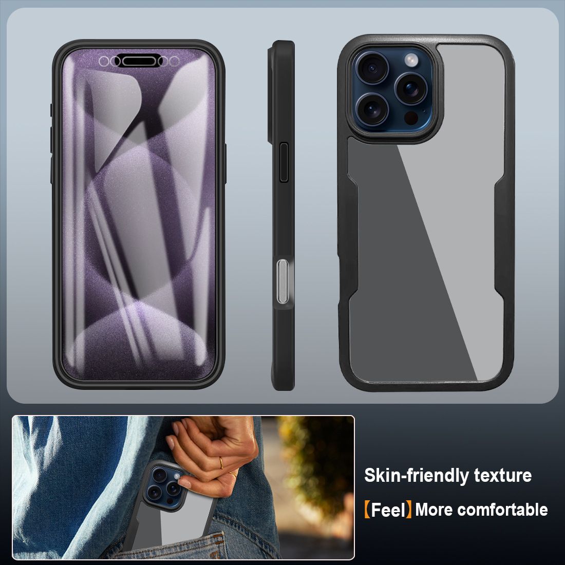 360 Full Protection Case for iPhone 16 Pro Max Cover Built-in Screen Protector