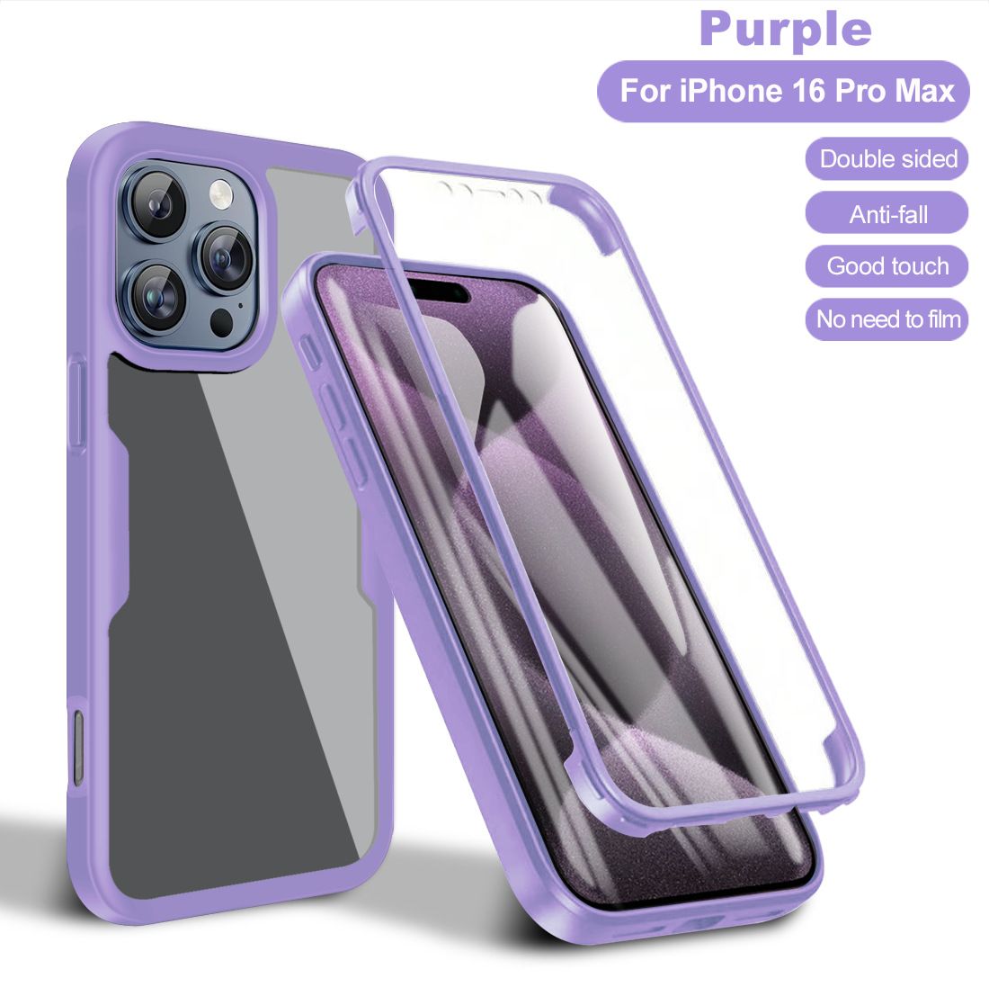 360 Full Protection Case for iPhone 16 Pro Max Cover Built-in Screen Protector