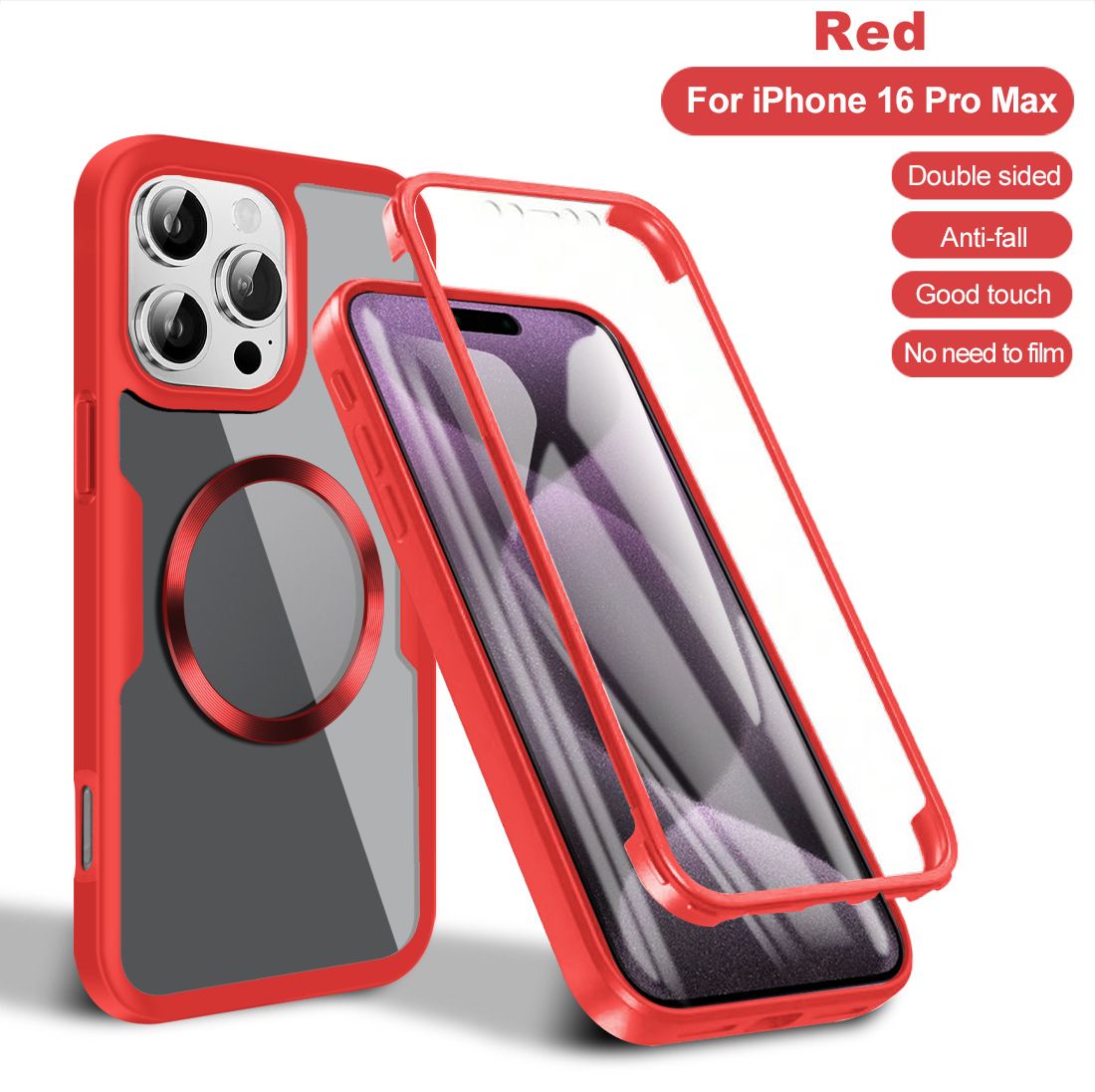 Magnetic Suction Case Total 360° Protection for iPhone 16 Pro Max Cover Built-in Screen Protector