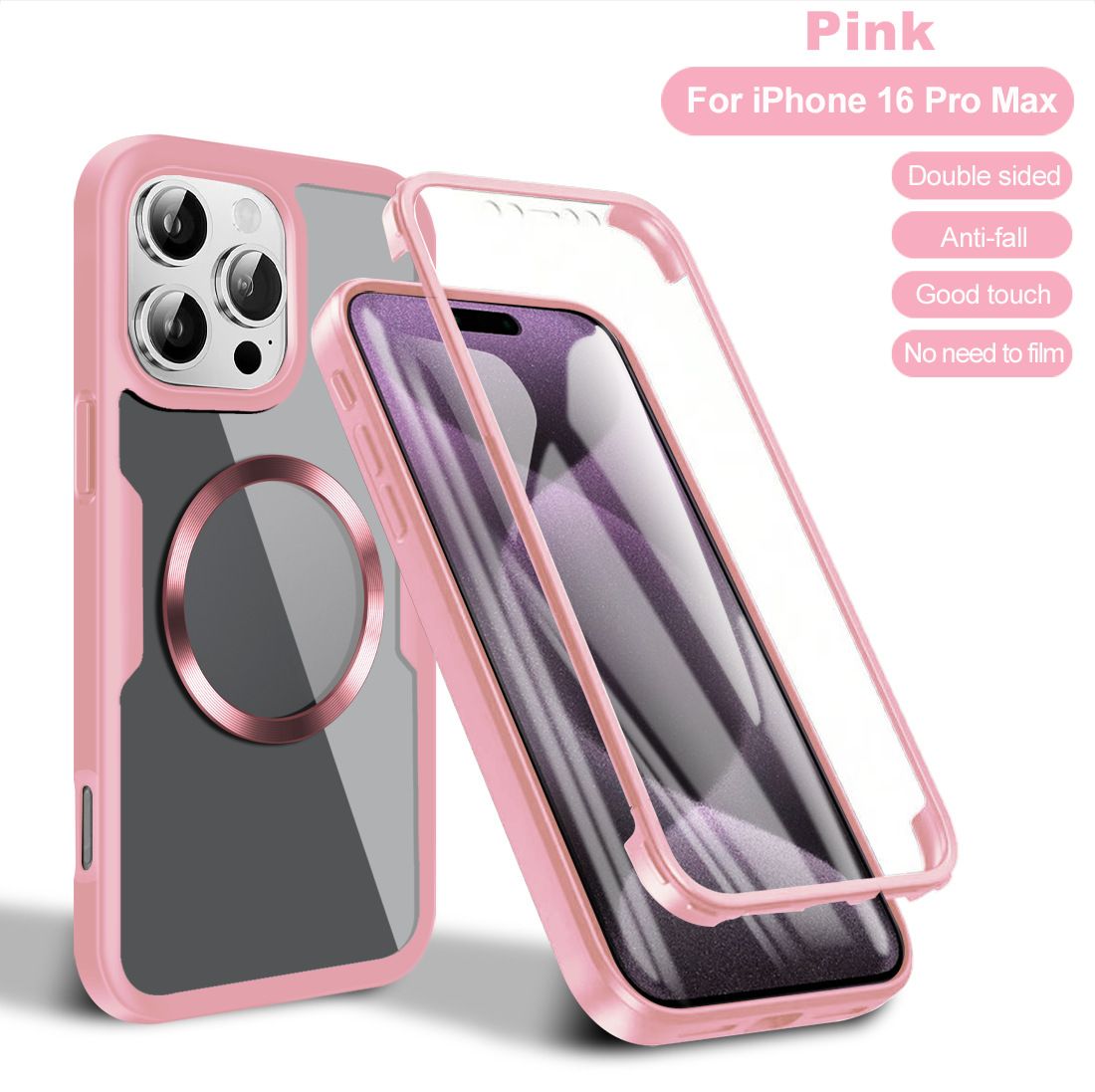 Magnetic Suction Case Total 360° Protection for iPhone 16 Pro Max Cover Built-in Screen Protector