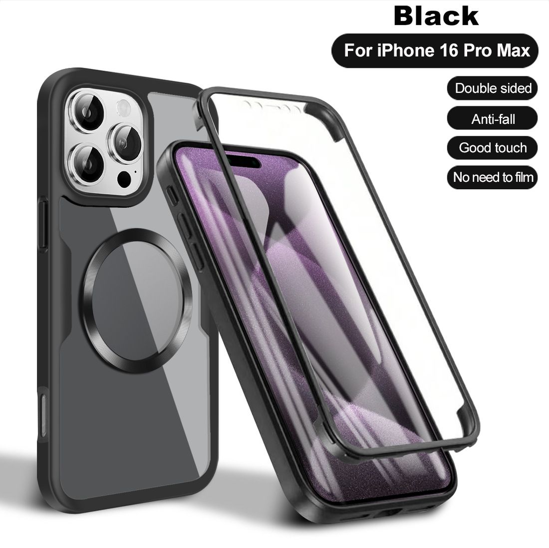 Magnetic Suction Case Total 360° Protection for iPhone 16 Pro Max Cover Built-in Screen Protector