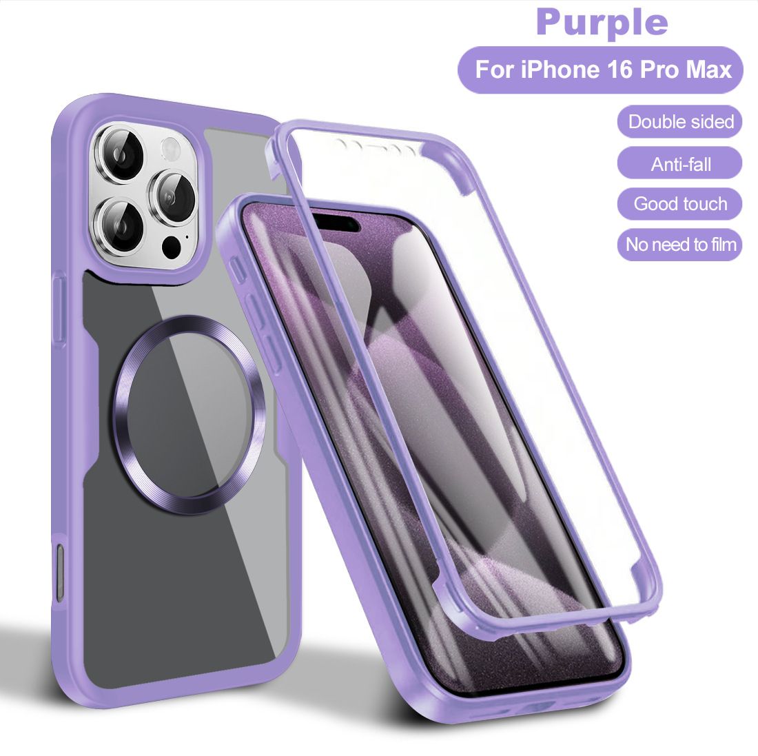 Magnetic Suction Case Total 360° Protection for iPhone 16 Pro Max Cover Built-in Screen Protector