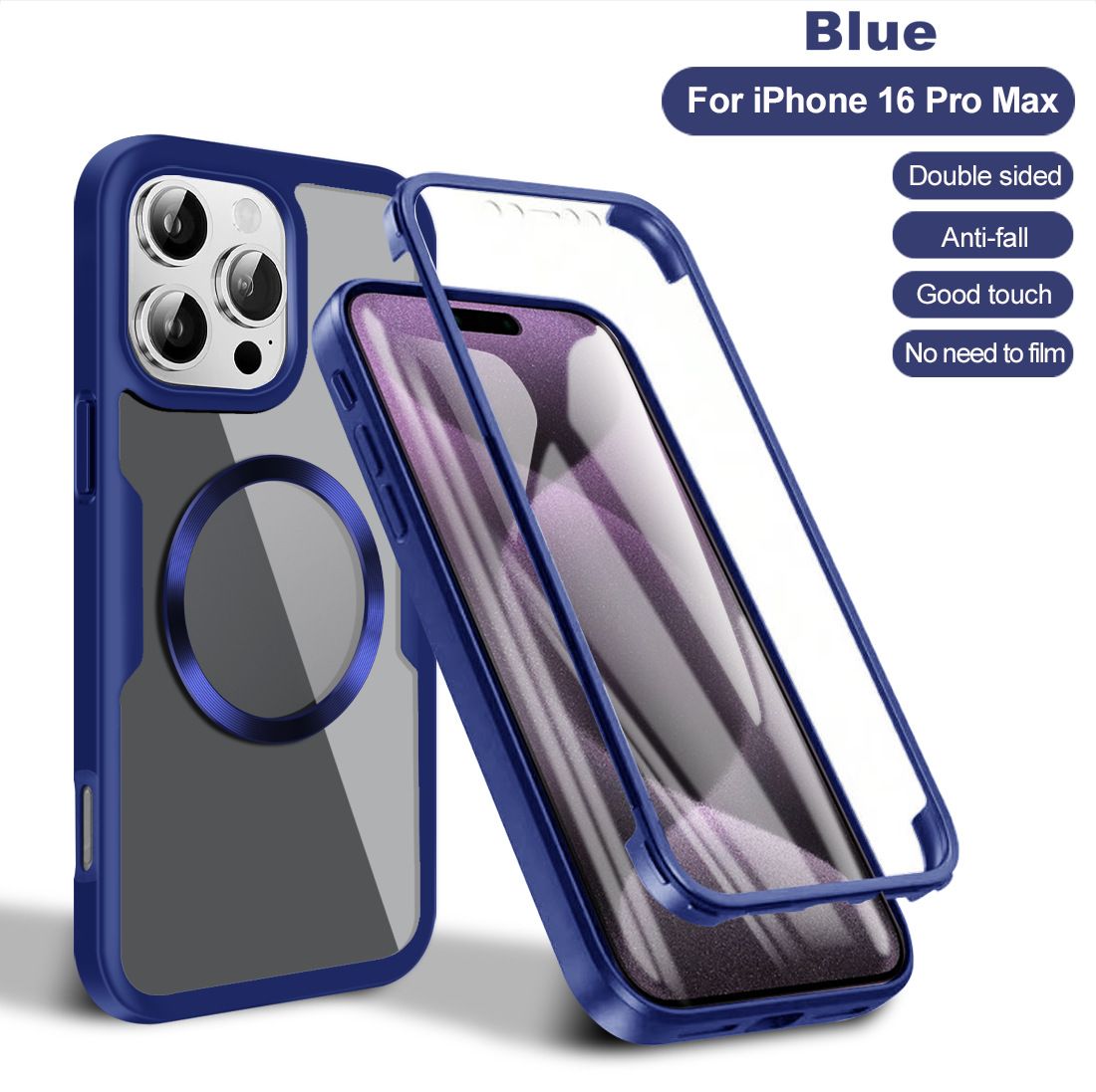 Magnetic Suction Case Total 360° Protection for iPhone 16 Pro Max Cover Built-in Screen Protector