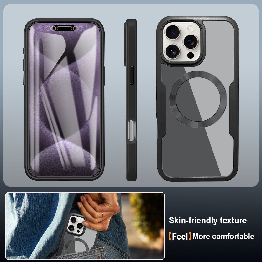 Magnetic Suction Case Total 360° Protection for iPhone 16 Pro Max Cover Built-in Screen Protector