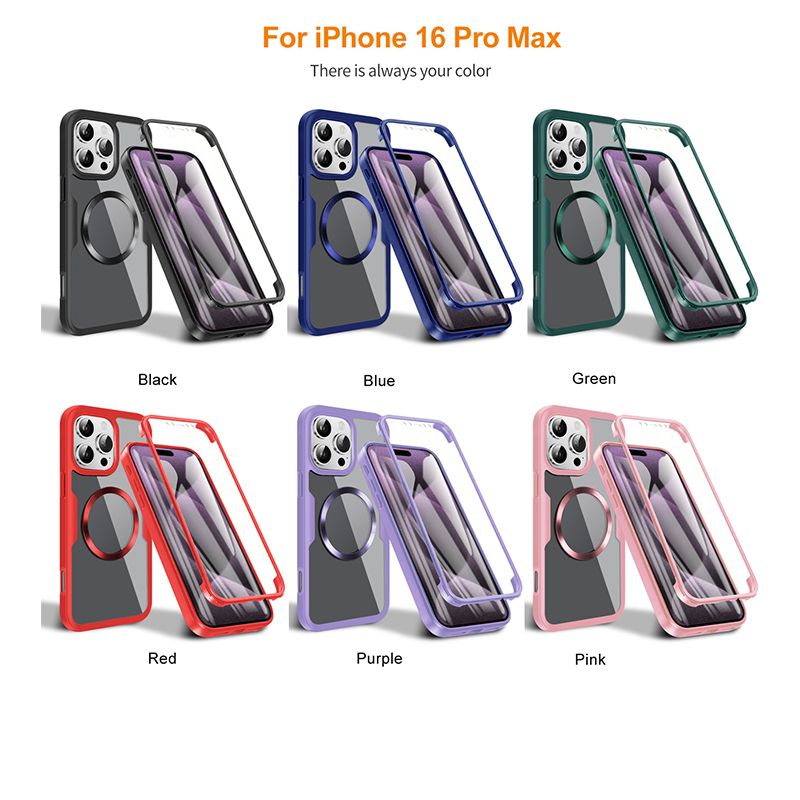 Magnetic Suction Case Total 360° Protection for iPhone 16 Pro Max Cover Built-in Screen Protector