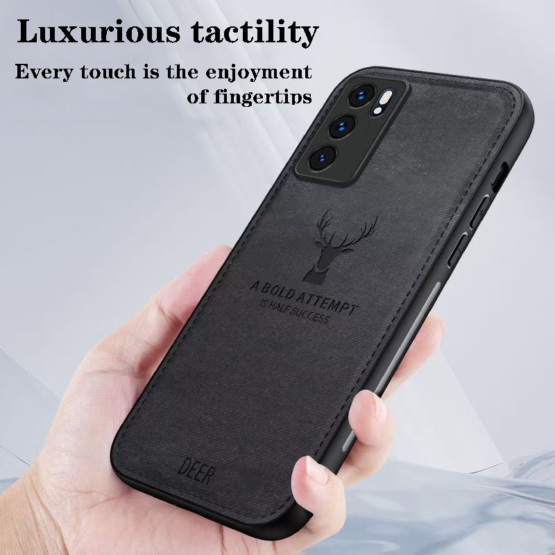 Phone Case For OPPO OPPO Reno 6 5G Simple Cloth Pattern Shockproof Bumper Cover