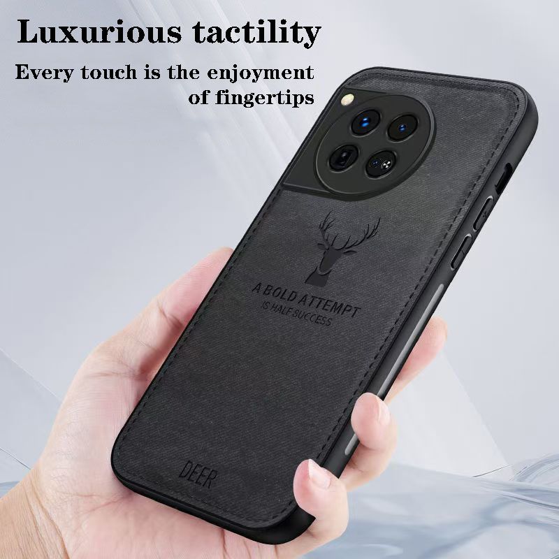 Phone Case For OnePlus 12 Simple Cloth Pattern Shockproof Bumper Cover