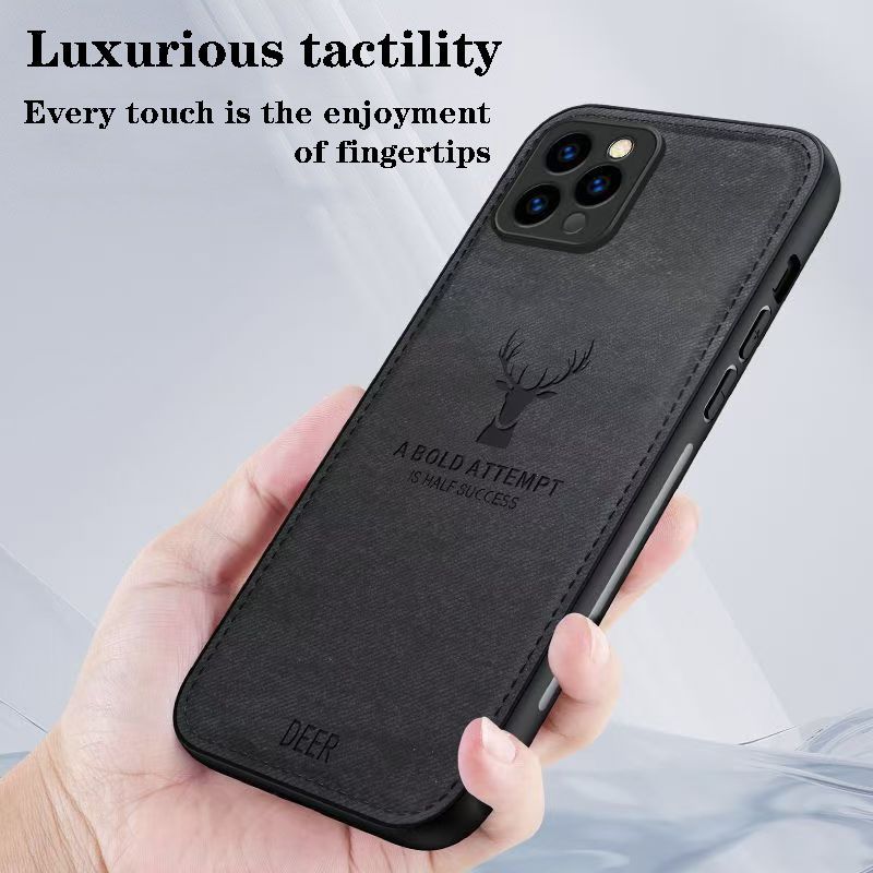 Phone Case For iPhone 12 Pro Simple Cloth Pattern Shockproof Bumper Cover