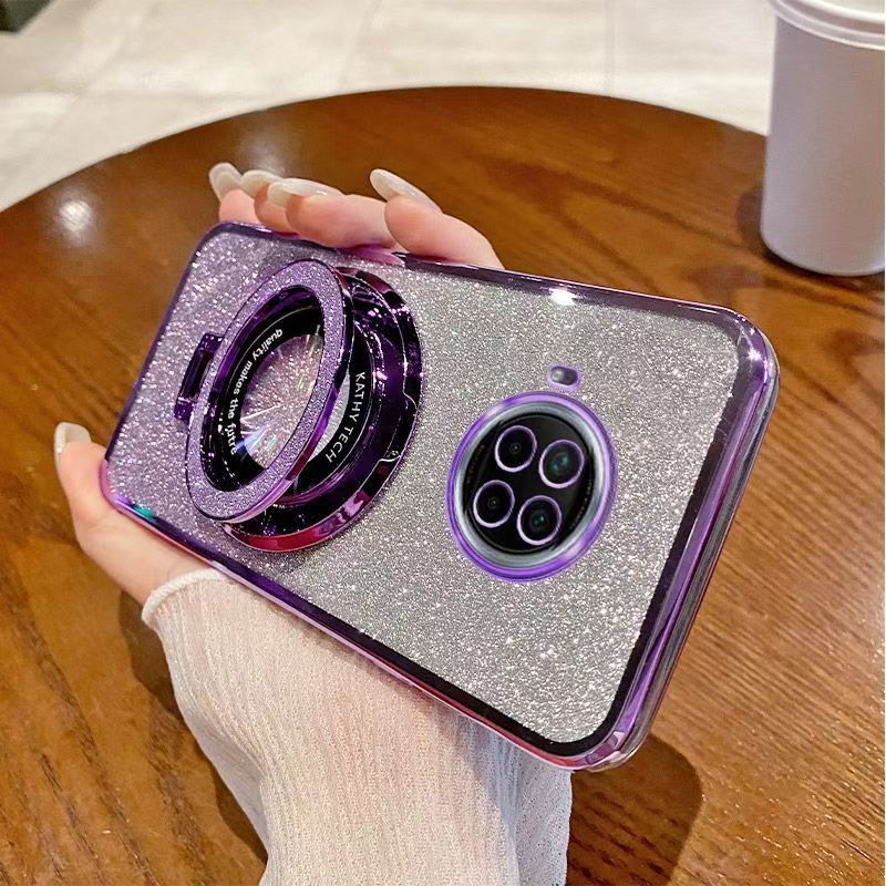 Luxury Magnetic Support Transparent Glitter Powder Phone Case For Xiaomi Mi 10i 5G/Mi 10T Lite 5G Fall Prevention Protective Cover