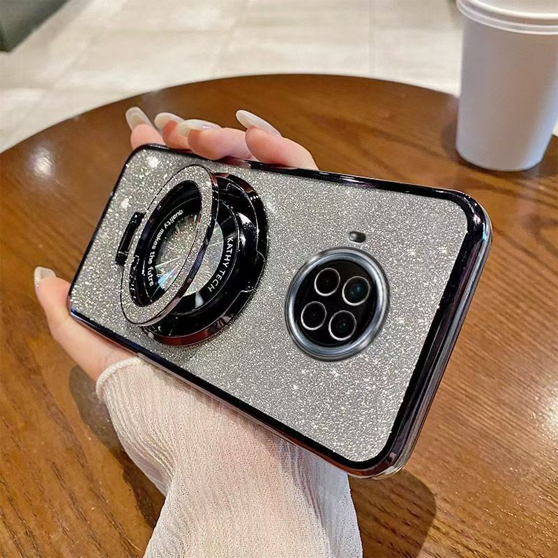 Luxury Magnetic Support Transparent Glitter Powder Phone Case For Xiaomi Mi 10i 5G/Mi 10T Lite 5G Fall Prevention Protective Cover