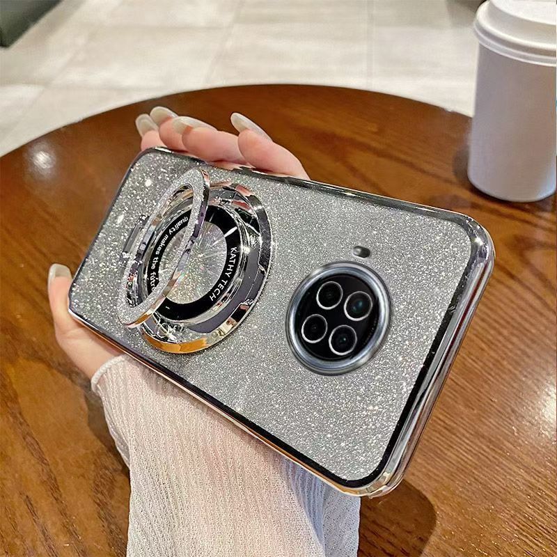 Luxury Magnetic Support Transparent Glitter Powder Phone Case For Xiaomi Mi 10i 5G/Mi 10T Lite 5G Fall Prevention Protective Cover
