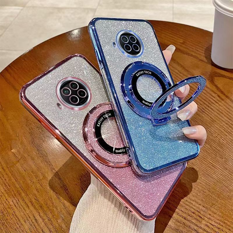 Luxury Magnetic Support Transparent Glitter Powder Phone Case For Xiaomi Mi 10i 5G/Mi 10T Lite 5G Fall Prevention Protective Cover