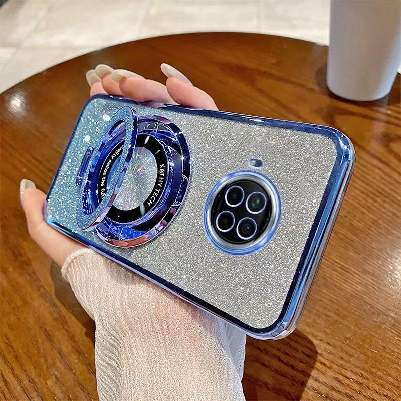 Luxury Magnetic Support Transparent Glitter Powder Phone Case For Xiaomi Mi 10i 5G/Mi 10T Lite 5G Fall Prevention Protective Cover