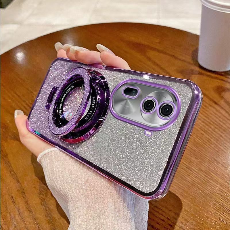 Luxury Transparent Glitter Powder Phone Case For OPPO Reno 11 Pro 5G Magnetic Support Fall Prevention Protective Cover