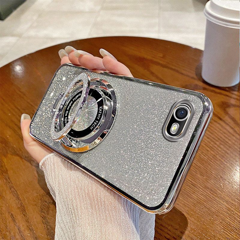 Luxury Transparent Glitter Powder Phone Case For OPPO A1K /Realme C2 Magnetic Support Fall Prevention Protective Cover