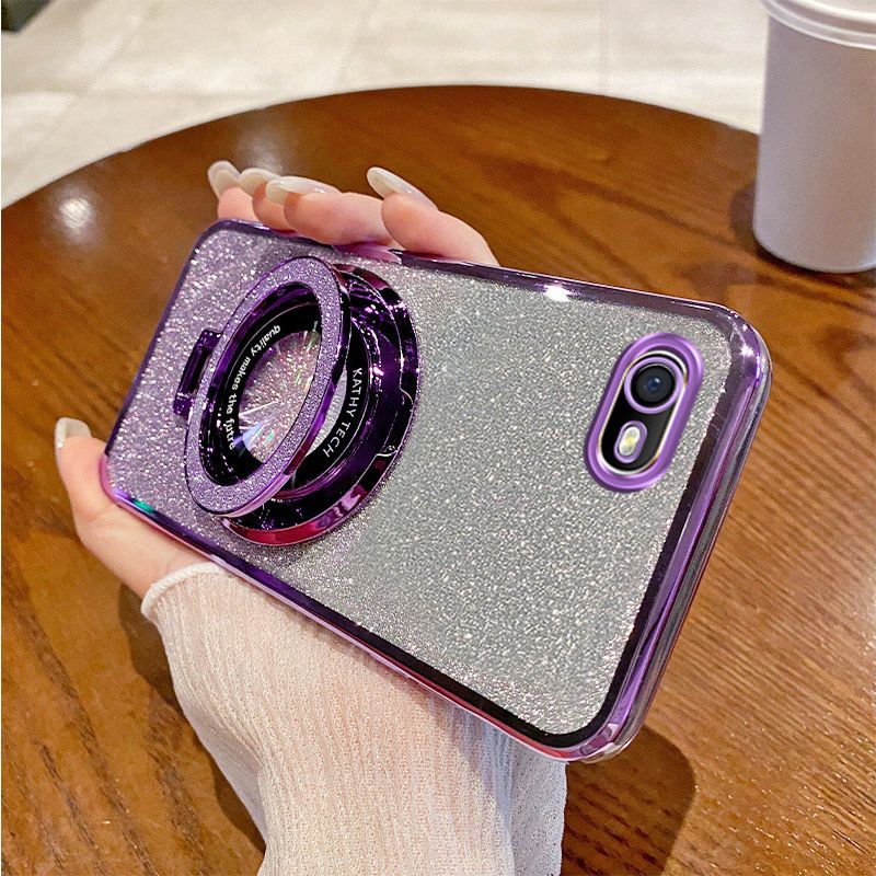 Luxury Transparent Glitter Powder Phone Case For OPPO A1K /Realme C2 Magnetic Support Fall Prevention Protective Cover