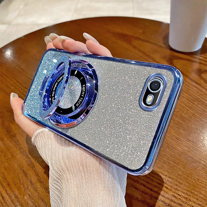 Luxury Transparent Glitter Powder Phone Case For OPPO A1K /Realme C2 Magnetic Support Fall Prevention Protective Cover