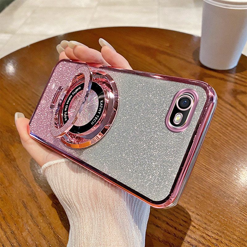 Luxury Transparent Glitter Powder Phone Case For OPPO A1K /Realme C2 Magnetic Support Fall Prevention Protective Cover