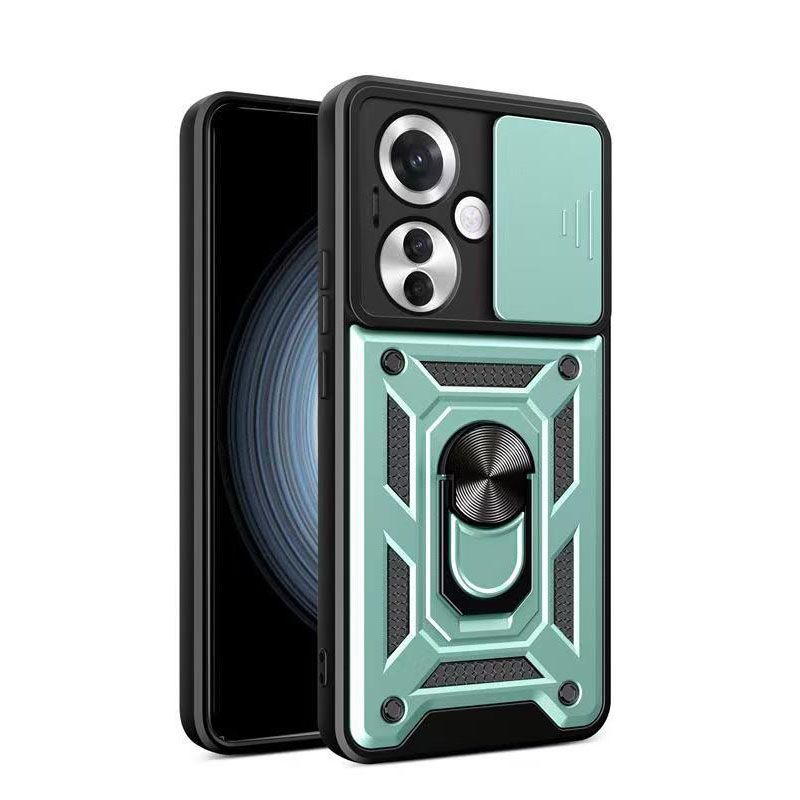 Luxury Slide Camera Lens Case For OPPO Reno 11F/Reno 11 F Shockproof Bumper Cover vehicle-mounted Magnetic Kickstand Cover