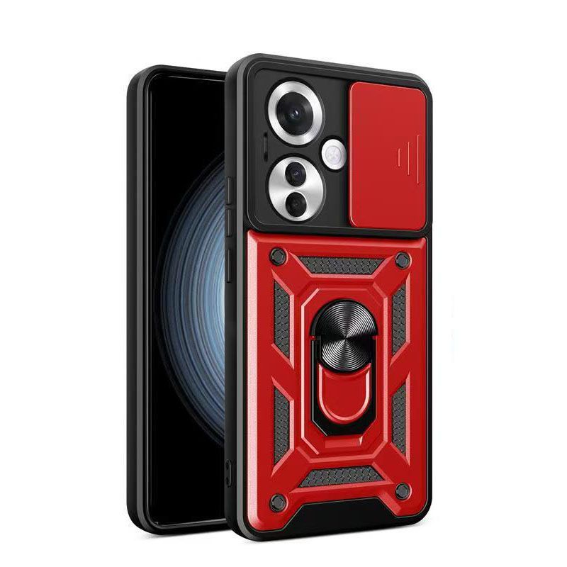 Luxury Slide Camera Lens Case For OPPO Reno 11F/Reno 11 F Shockproof Bumper Cover vehicle-mounted Magnetic Kickstand Cover