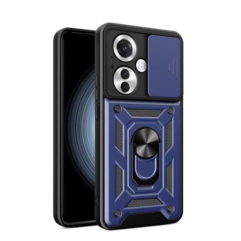 Luxury Slide Camera Lens Case For OPPO Reno 11F/Reno 11 F Shockproof Bumper Cover vehicle-mounted Magnetic Kickstand Cover