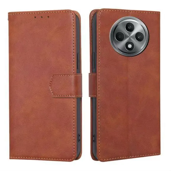 Flip Folio Cover For OPPO Reno 12F 5G/Reno 12 F 5G Leather Case Wallet Shockproof Durable Magnetic Clip Closure Phone Case